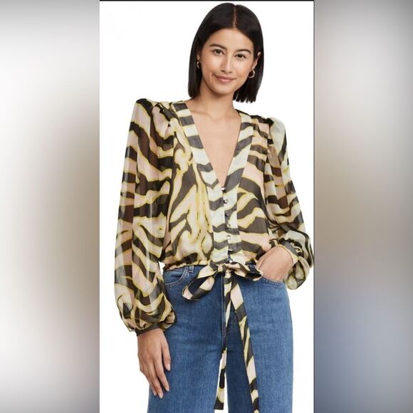 Le Superbe Silk Animal Print Blouse - Picture 1 of 12